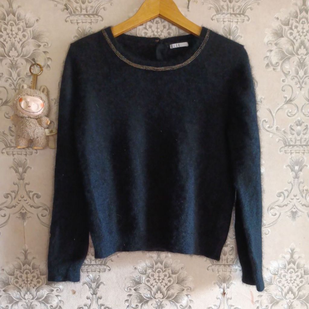 Fuzzy crop bulu Atasan fuzzy bulu Rajut fuzzy premium Crop fuzzy