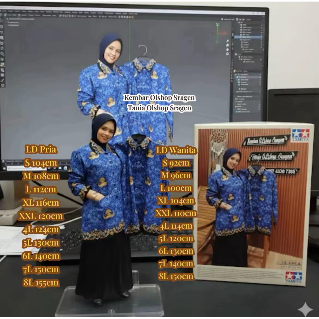 SERAGAM KORPRI TERBARU 2022 PRIA WANITA KERAH HITAM STANDAR PEMERINTAH FURING/NON FURING SIZE S,M,L,