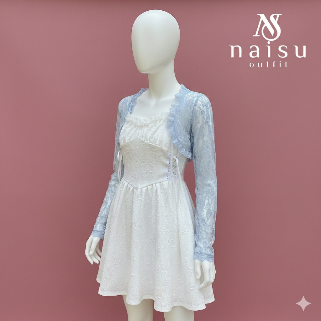 Outer Cardigan  wanita Lengan panjang Lace Shrug Tulle Bolero brukat -ZH203