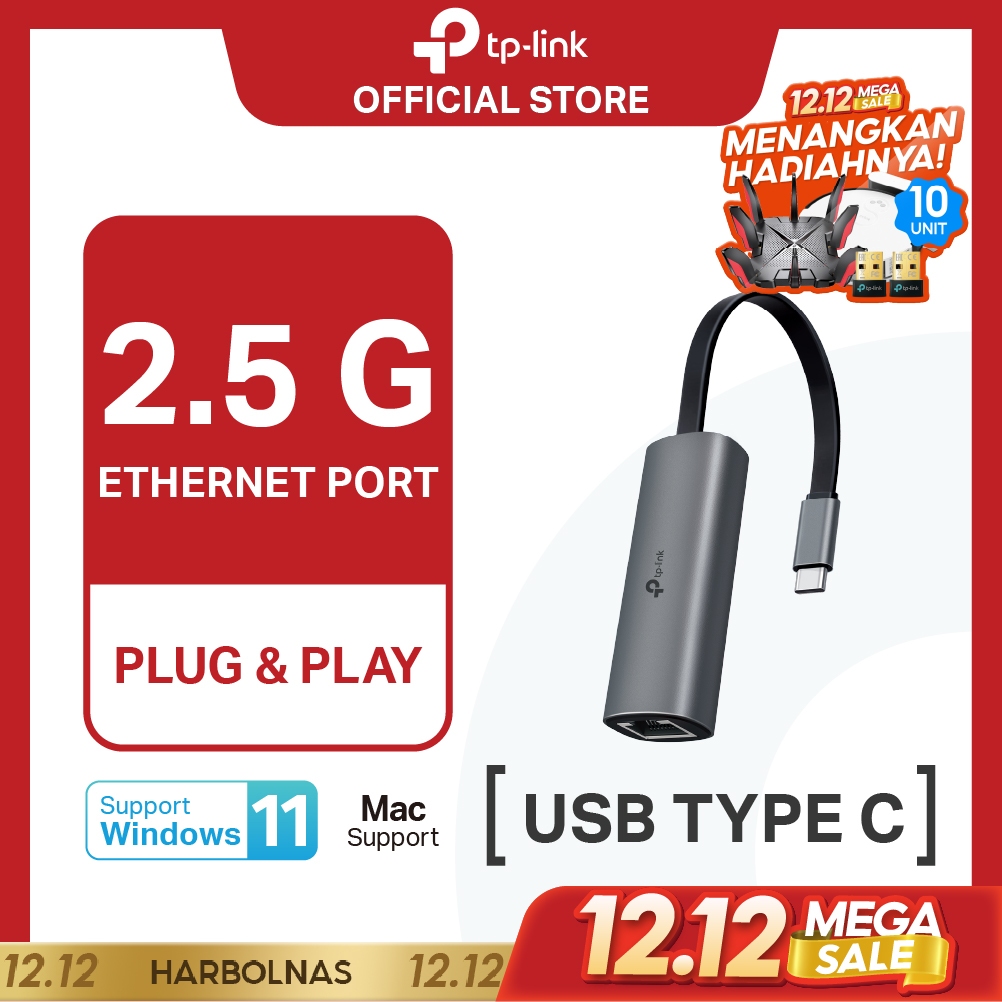 TP-Link UE302C |  USB Type-C to 2.5 Gigabit Ethernet Network Adapter | LAN Adapter  | PC Mac Ipad