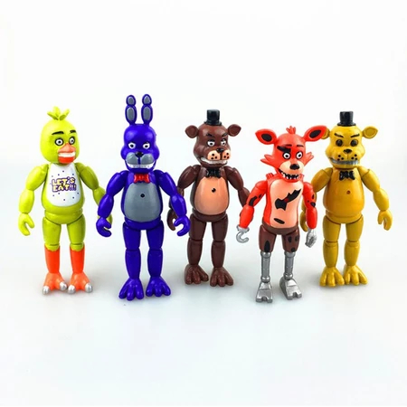 1set 5pcs figure fnaf freddy foxy chica import Led nightmare mainan to