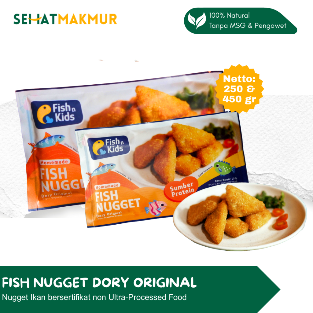 Fish n Kids - Fish Nugget Dory Original (Nugget Ikan Homemade, Non UPF, Tanpa MSG & Pengawet)