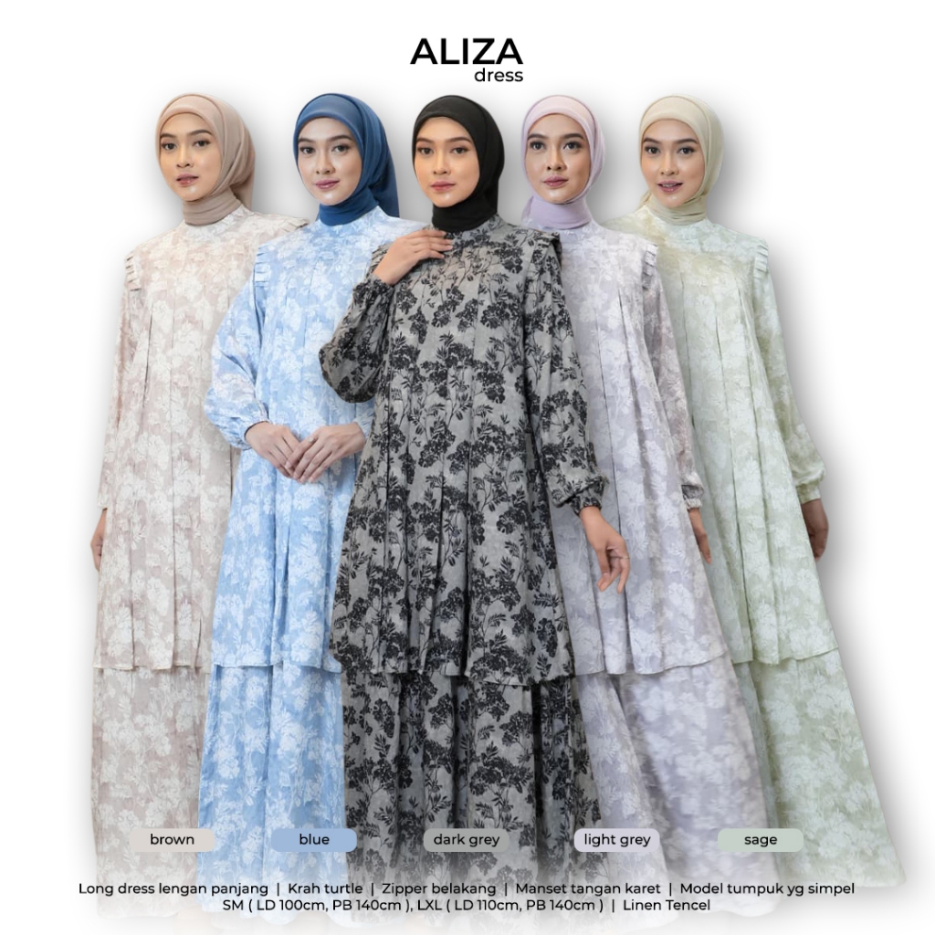 Disiko Dress ALIZA / Gamis Maxi Muslim Bahan Linen Tencel / Woman Fashion