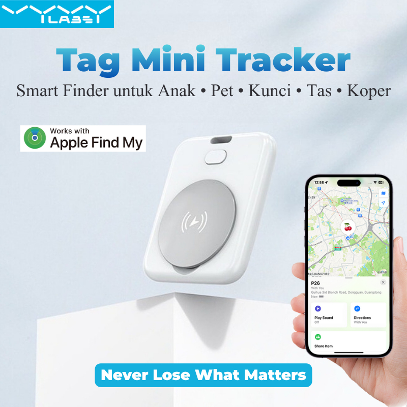 Vyvylabs Smart Tag Apple Find My Anti Hilang Bluetooth Item Finder untuk Lacak Kunci, Tas, Koper, An