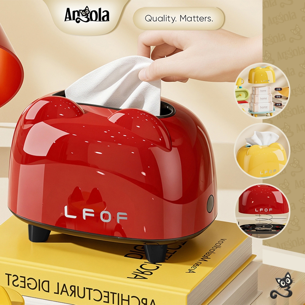 ANGOLA Tempat Tisu Lucu D35 Cute Bear-Ear Tissue Box/Kotak Tisu Minimalis/Tempat Penyimpanan Tisu