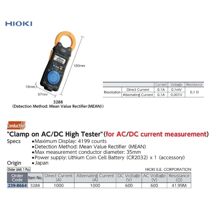 HIOKI AC/DC Clamp Meter 3288