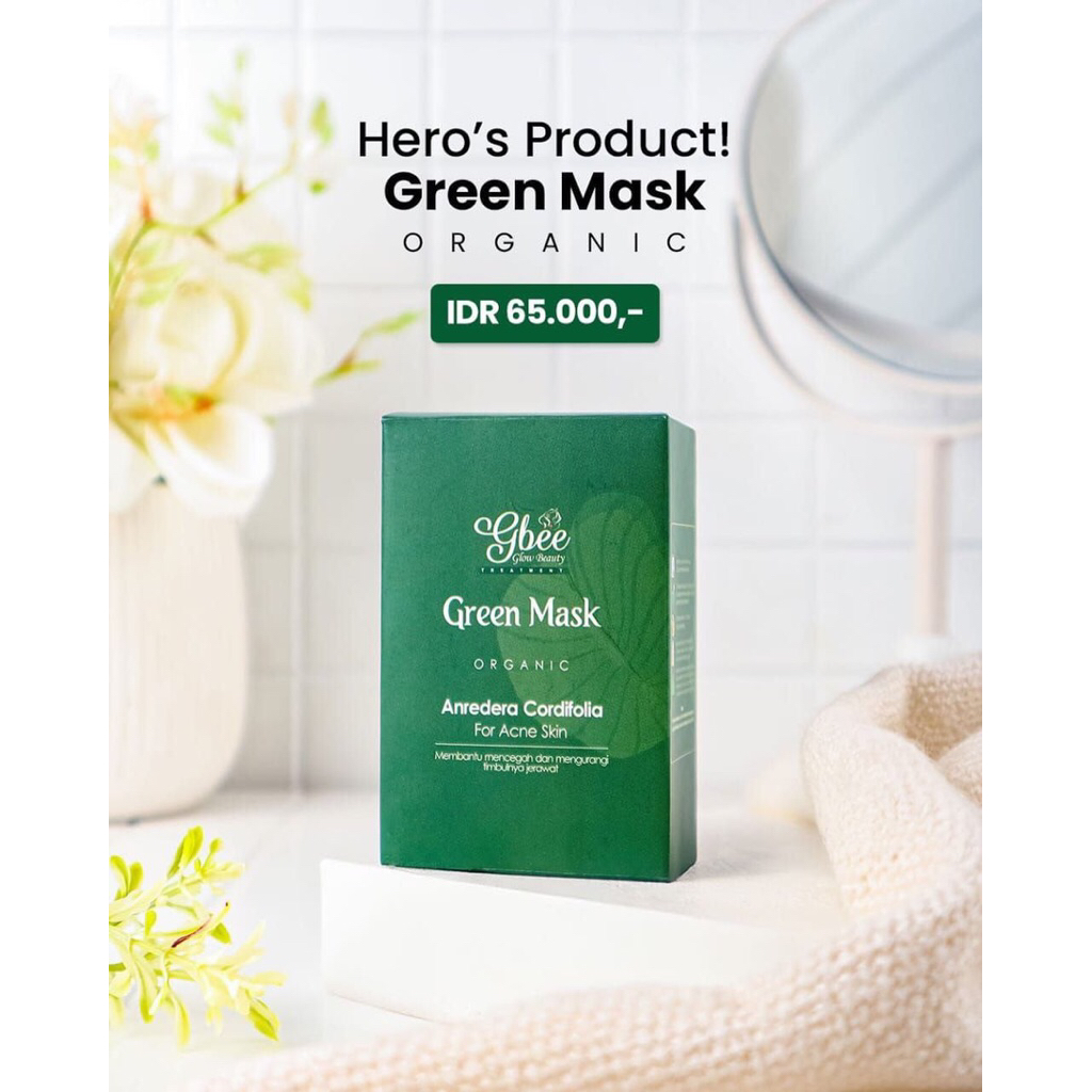 Green mask gbee glow beauty masker obat jerawat Gbee Glow Beuaty Greenmask Ekstrak Daun Binahong Chi