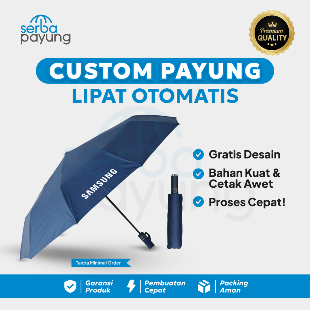SERBA PAYUNG - Payung Lipat Custom Anti UV Buka Tutup Otomatis // Payung Sablon Custom Logo // Payun