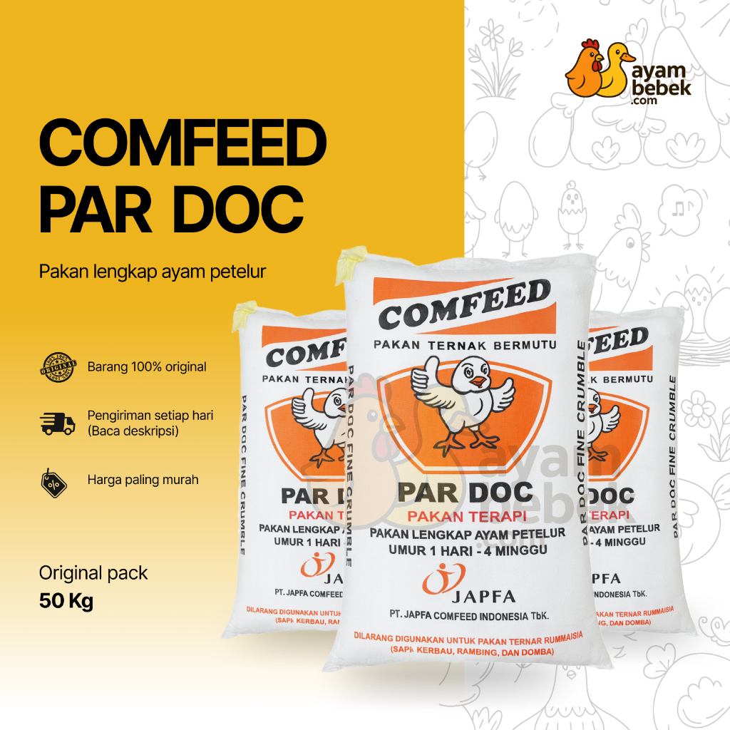 Comfeed PAR DOC - Pakan Lengkap Ayam Petelur (Starter / Pakan Terapi) – Umur 1 Hari sampai 4 Minggu 