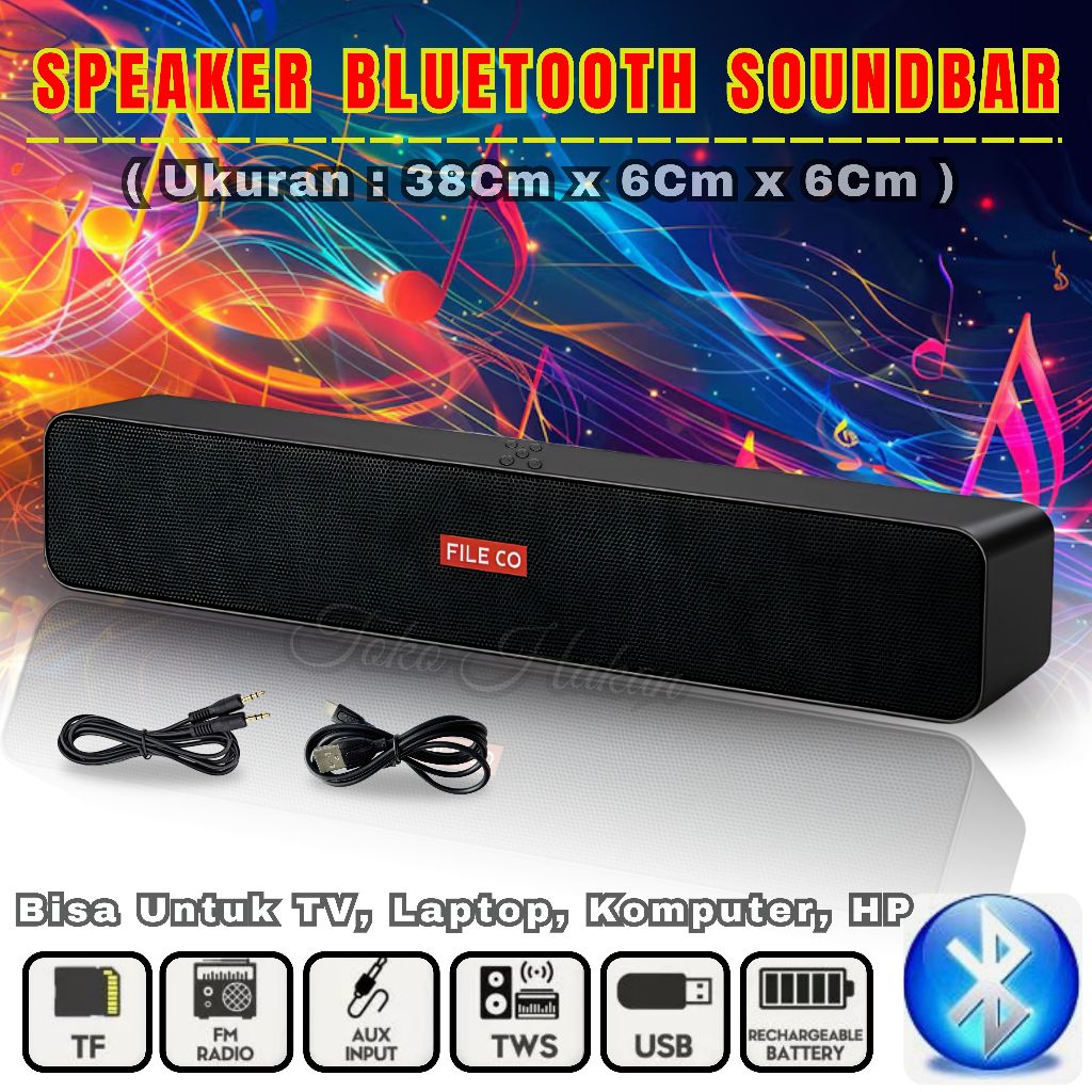 Soundbar Super BASS FLECO F-551 BT Speaker Panjang Soundbar Bluetooth Stereo Subwoofer Theater Audio