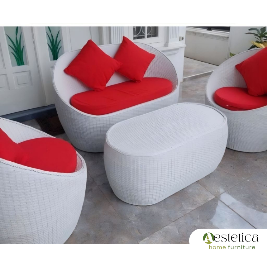 SET SOFA TAMU ROTAN GENTONG / KURSI TAMU ROTAN SINTETIS By Aestetica Furniture