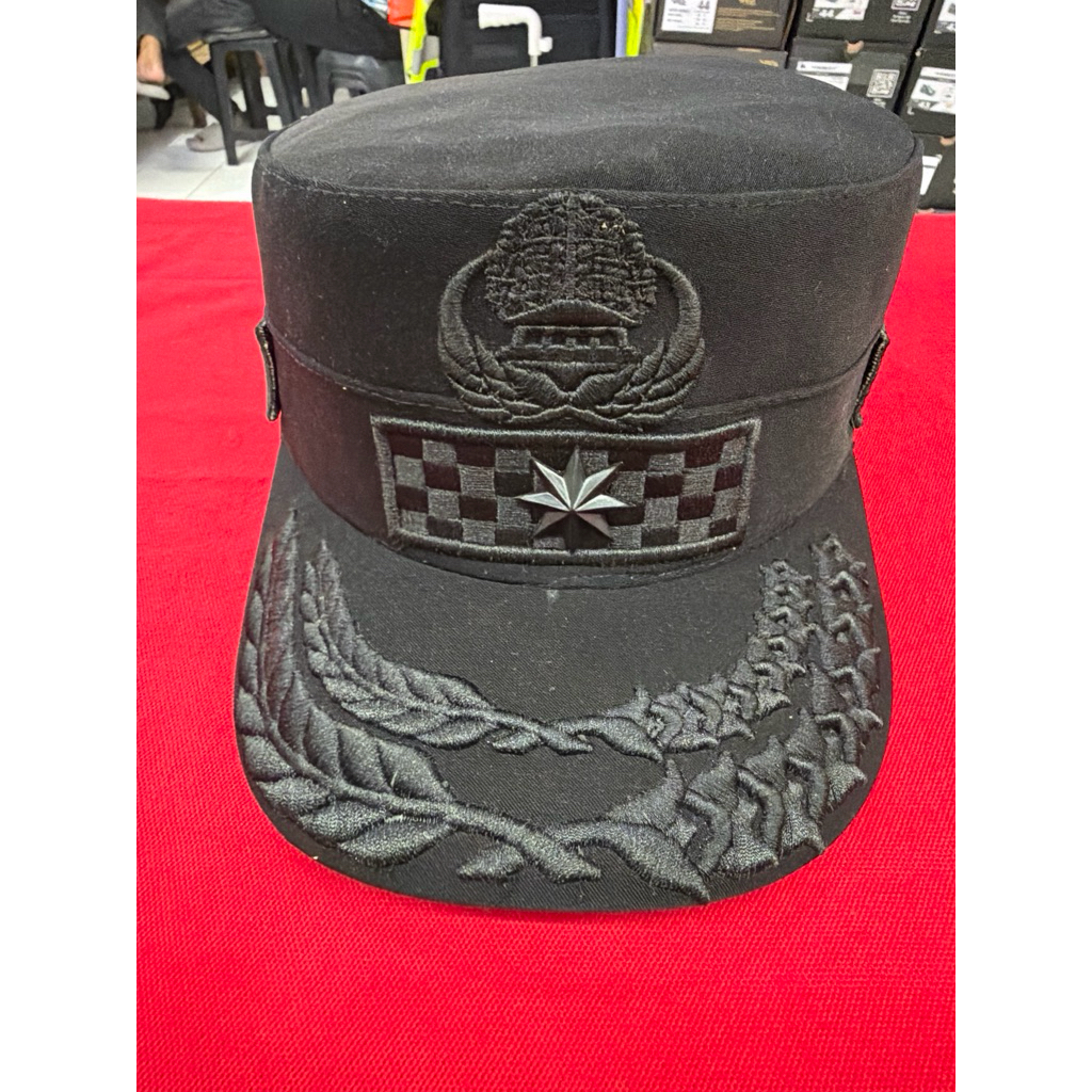 Topi Komando Monokrom - Topi Custom Monokrom - Topi Full Black Custom Premium - Topi Custom Komando 