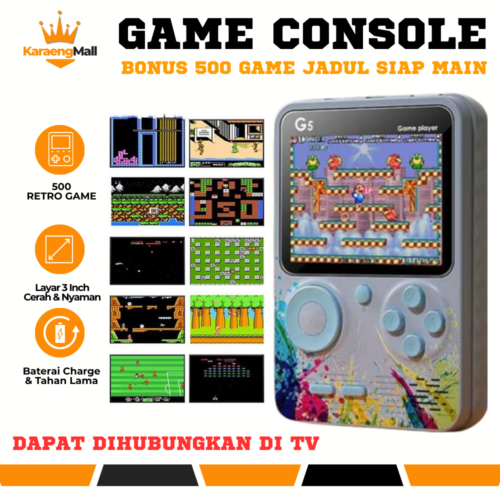 Video Game Genggam Console Classic Tetris Mario Bros Contra Gameboy Mini Bot Bonus 500 Game Portable