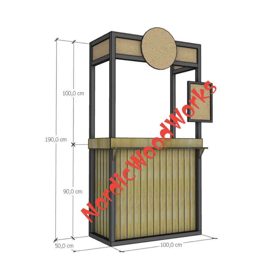Booth Usaha Kayu Jati Belanda Full Kayu – Etalase Jualan, Booth Minuman, Stand UMKM Portable