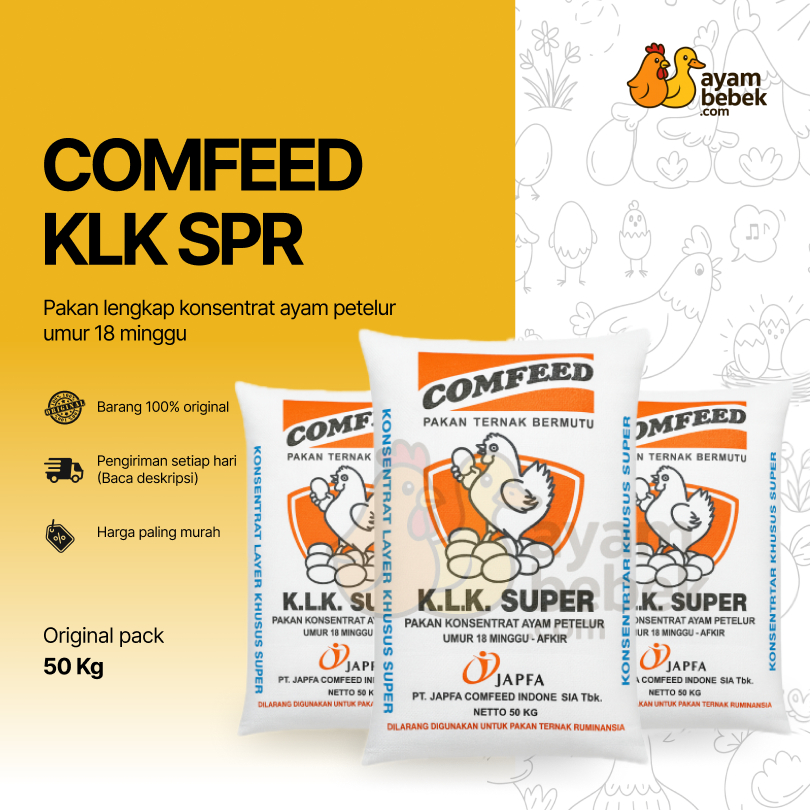 K.L.K. SUPER 36 SPR – Pakan Konsentrat Ayam Petelur Umur 18 Minggu–Afkir | REPACK | JAPFA Comfeed | 