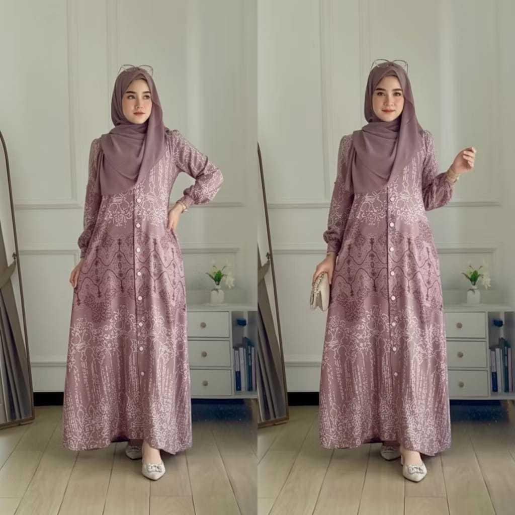 Gamis Maxmara Premium Wanita | Dress Muslim Polos Elegan | Bahan Adem Jatuh