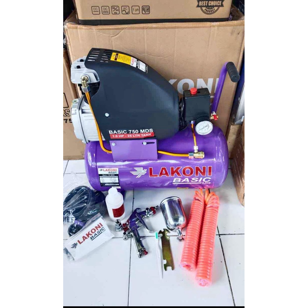 LAKONI BASIC 750 MDS PAKET LENGKAP / KOMPRESOR LAKONI 24L 1HP PAKET CAT