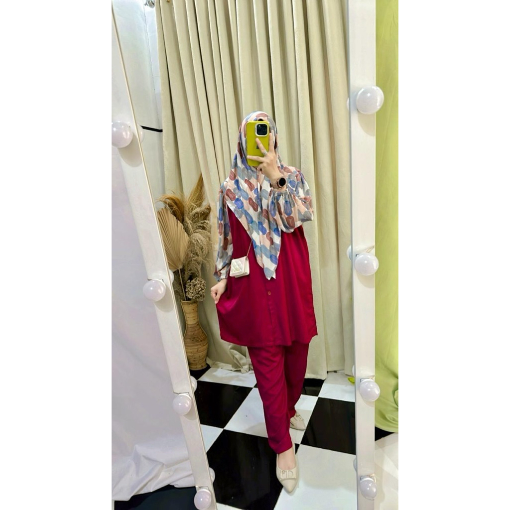 setelan hijab tunik terbaru/ setelan rayon/ setelan hijab