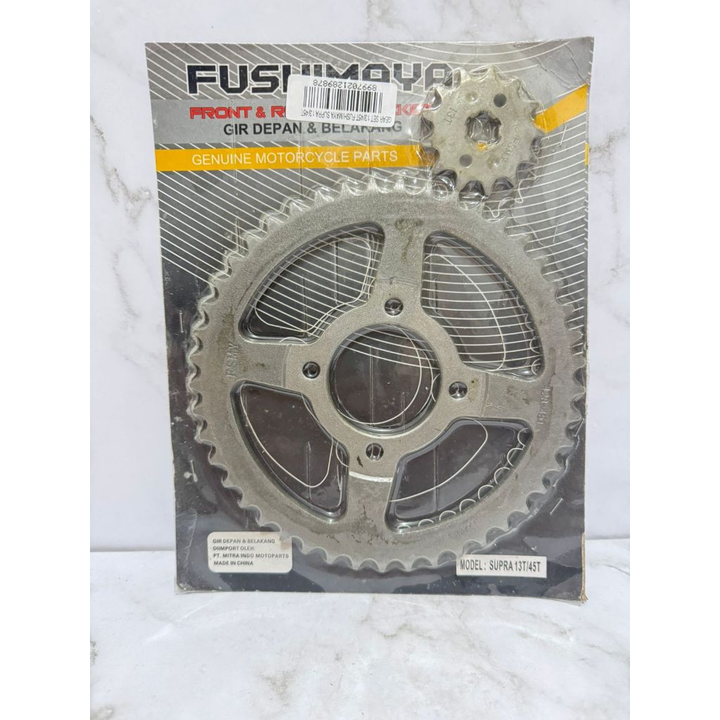 Gear Set Fushimaya Depan Belakang Supra 45T/13T Gear Gigi Supra 13T/45T
