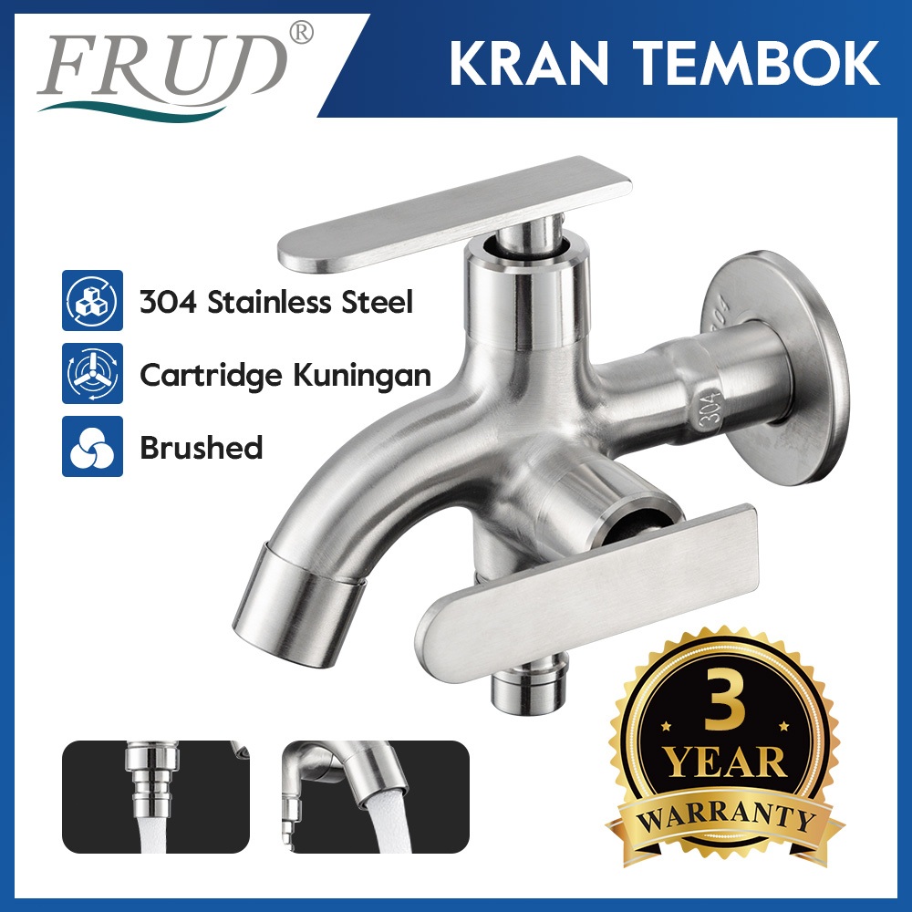 FRUD Kran Cabang 2 1/2 In Kran Shower 2 Cabang Sus 304 Toilet Keran Cabang 2 Keran Air Kamar Mandi