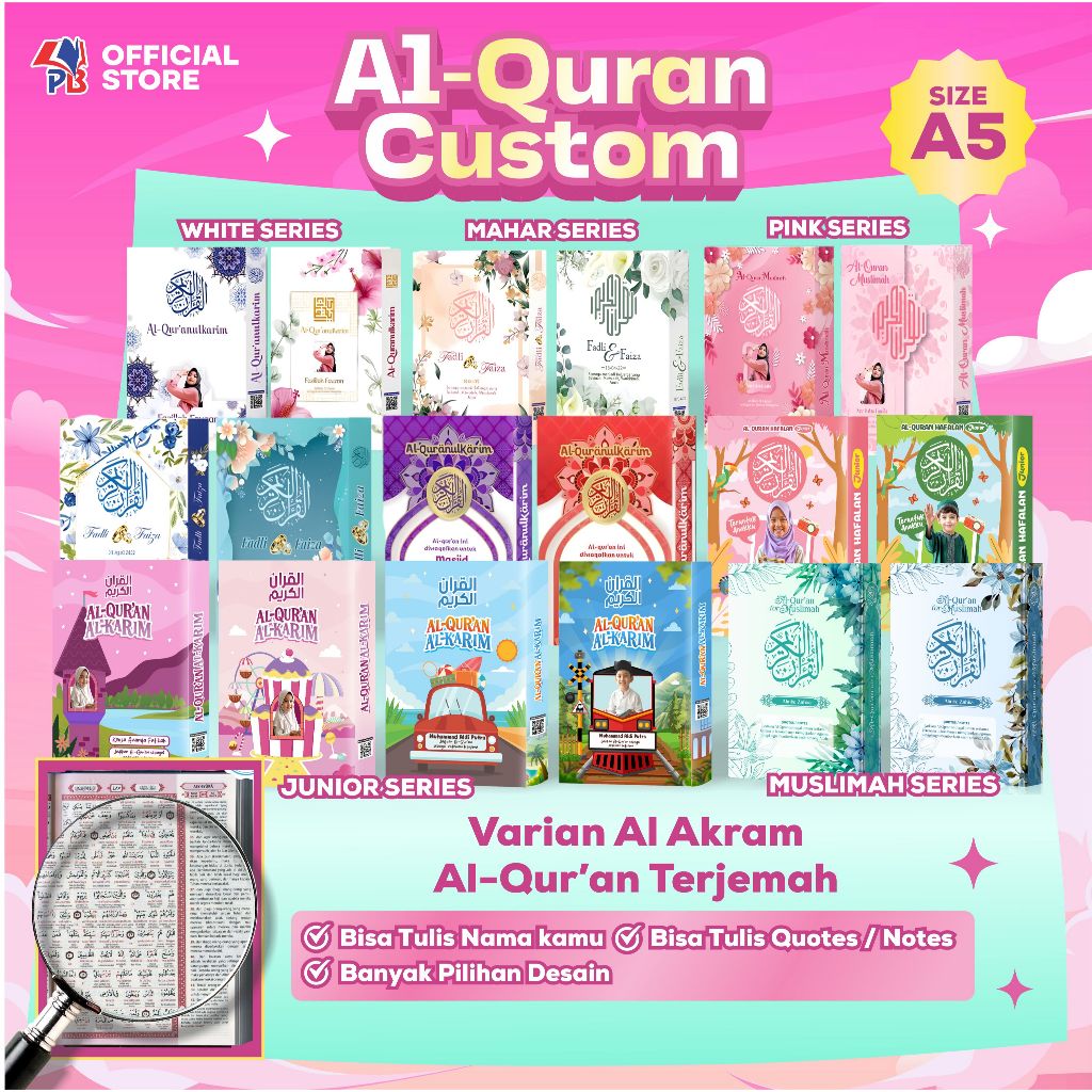 Alquran Custom Nama, Ucapan, Foto : Quran Al Akram Terjemah perkata Transliterasi perkata & Panduan 