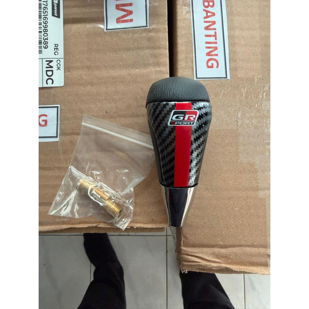Shift Knob GR Carbon Printing mix Leather (Kulit) Universal Toyota