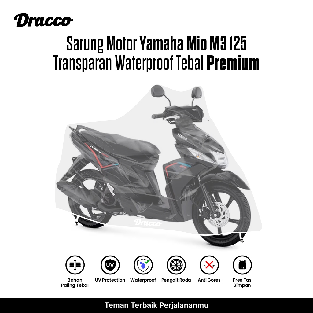 Sarung Motor Yamaha Mio M3 125 Transparan Tebal Waterproof Premium Penutup Anti Hujan Anti Gores