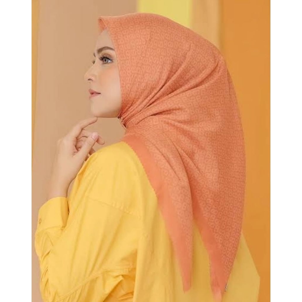 (NEW) Buttonscarves Tapis Square series voal square - Tangerine