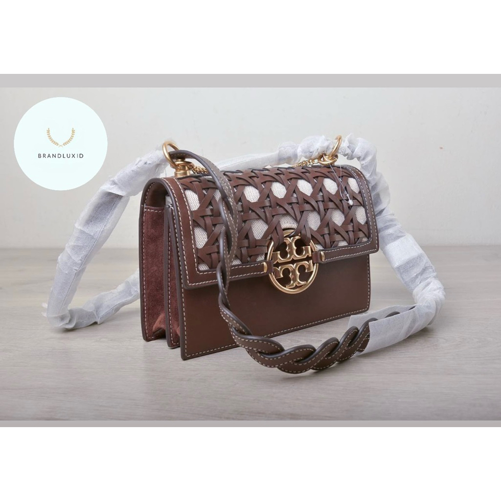 Tory Burch Miller Basket Weave Small Shoulder Bag in Star Anise