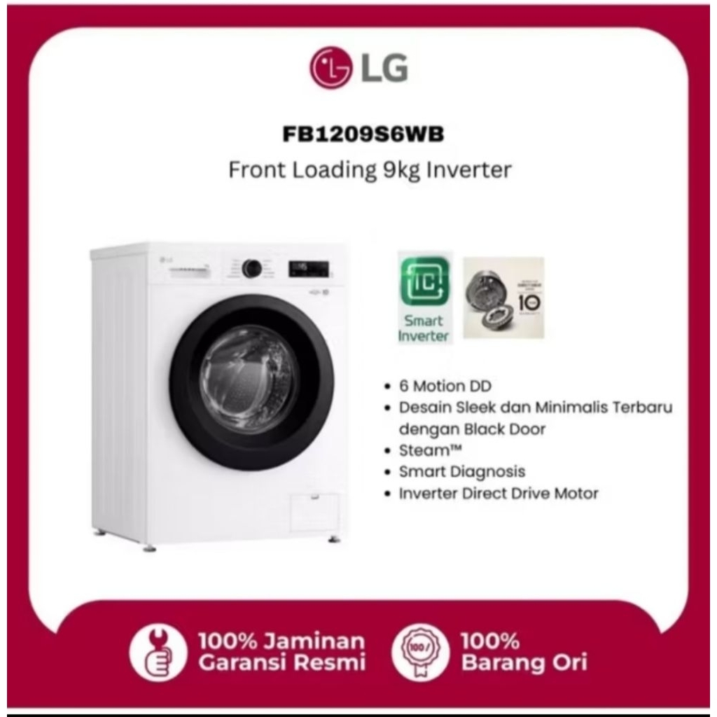 MESIN CUCI LG 9KG FRONT LOADING FB1209S6WB 12