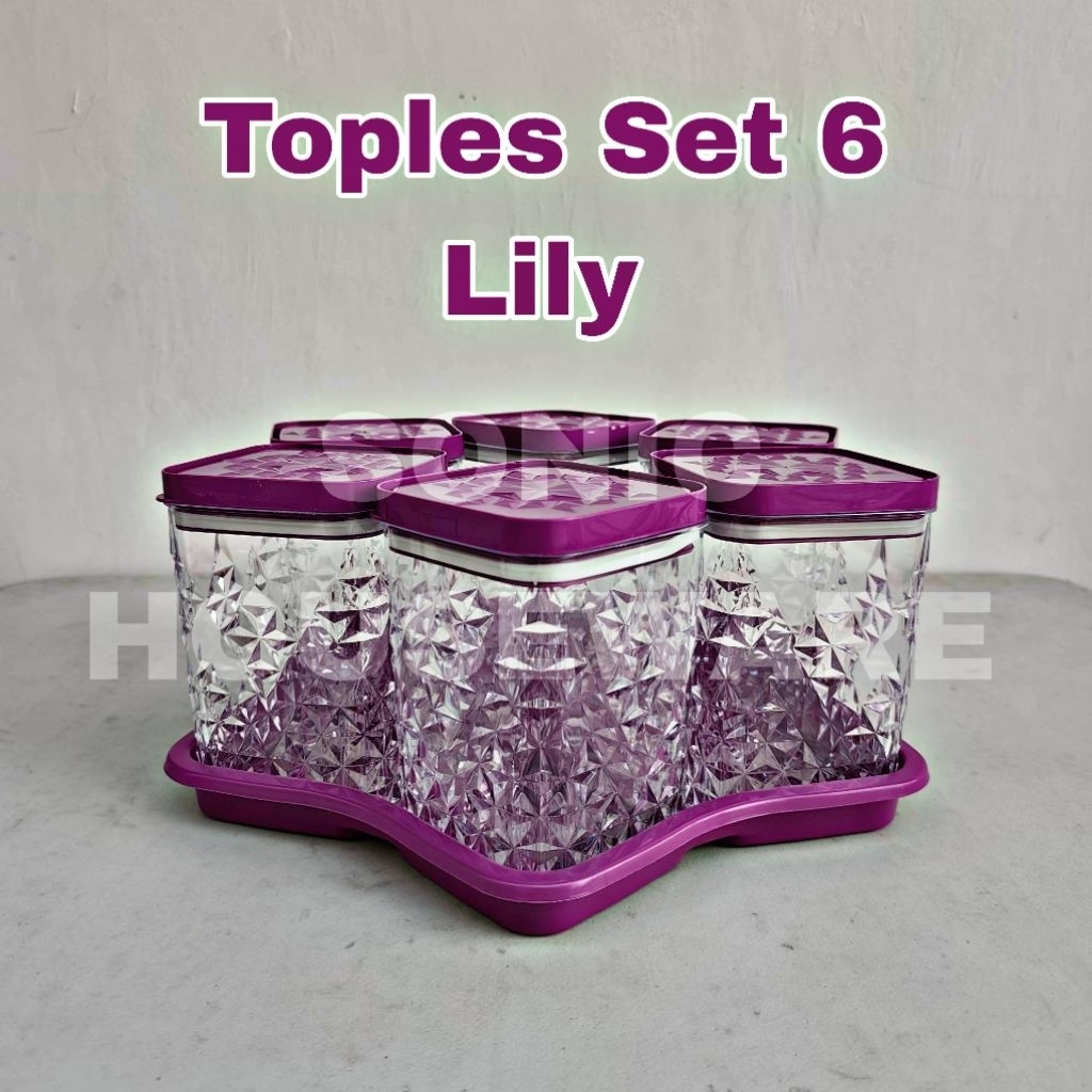 Toples Kue Lebaran 5 6 Lily Lavender Belimbing Toples Nampan set Kedap Udara Warna Tosca Pink Solid