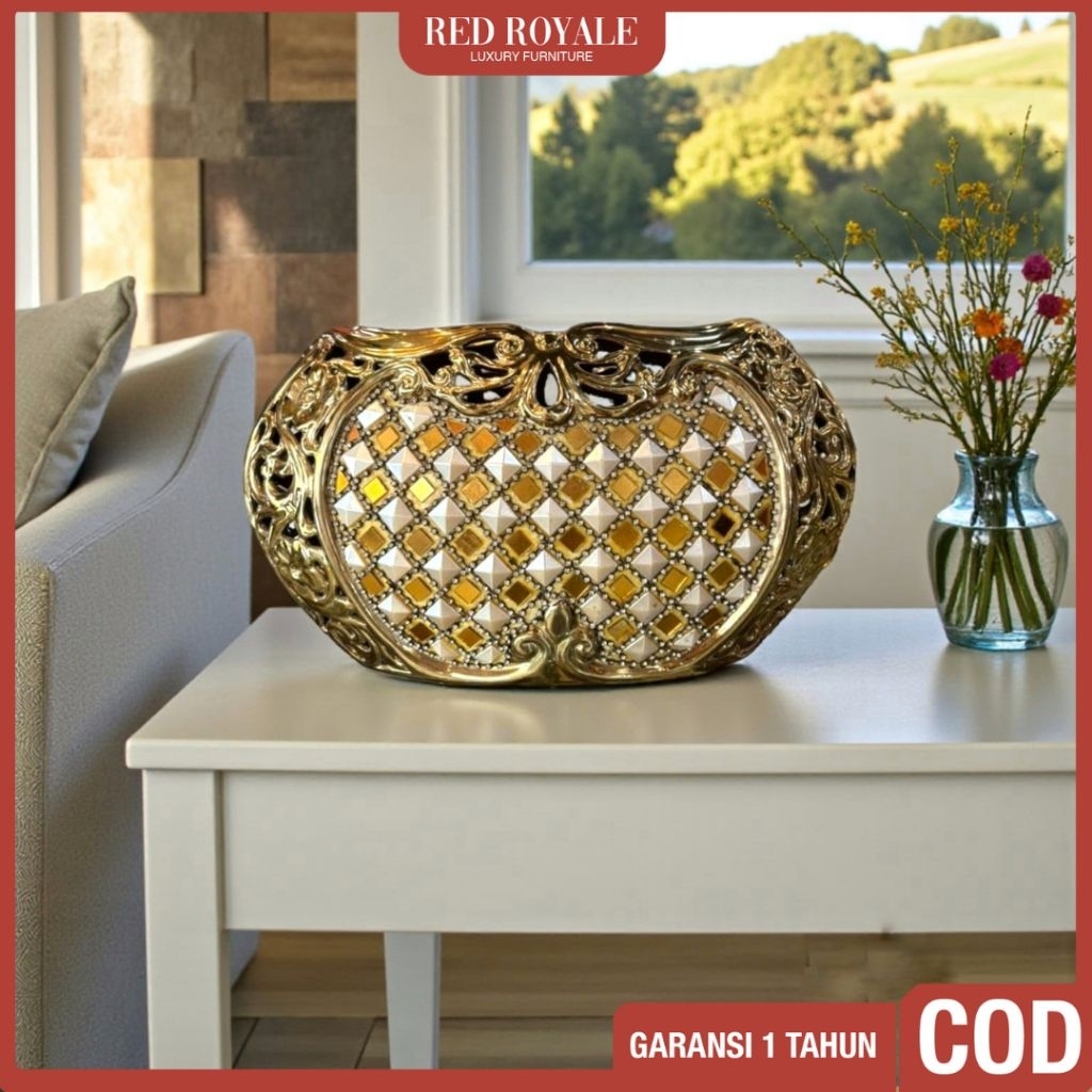 vas bunga keramik dekorasi hiasan ruang tamu