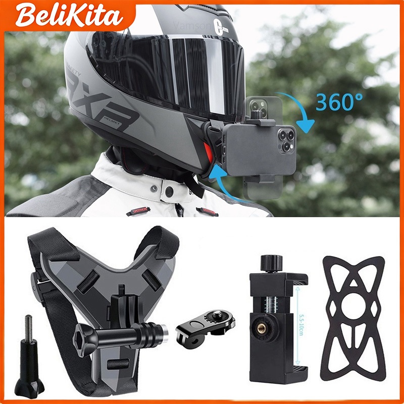Helmet Chin Strap Mount Universal - Holder Kamera GoPro Xiaomi Yi Osmo untuk Helm Sepeda Motor