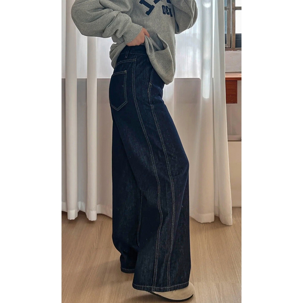 COD LULU Premium Celana Jeans Wanita highwaist Koult Jeans Biru tua -baggy jeans wanita