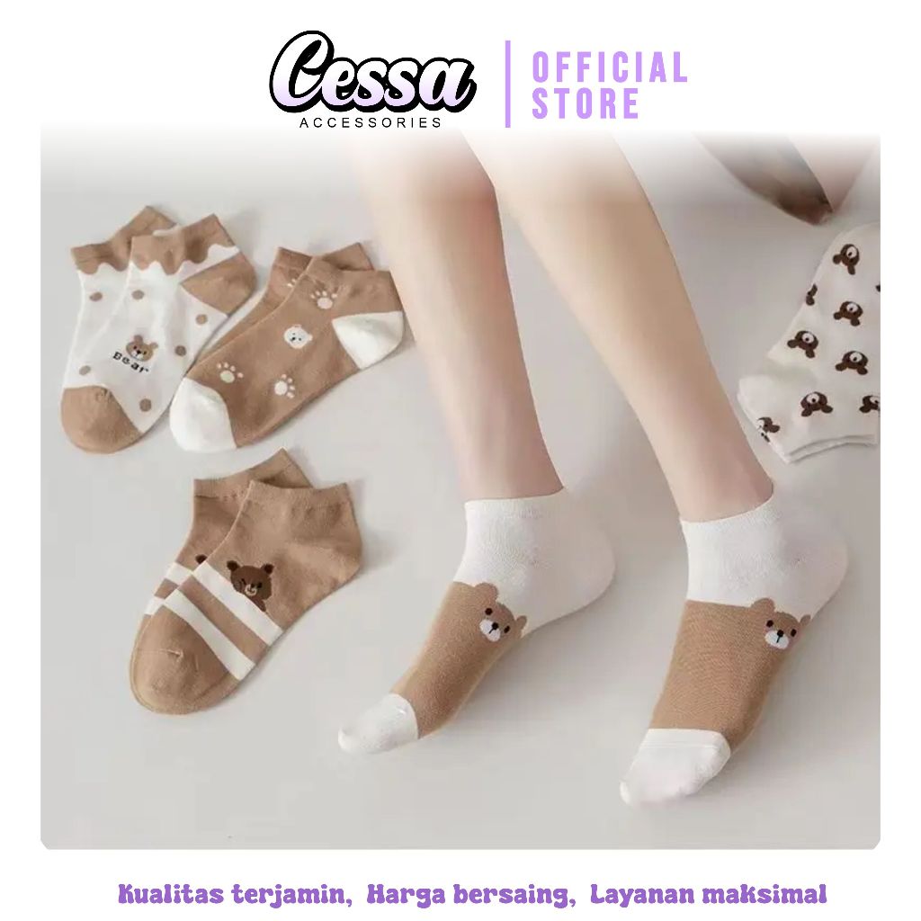 Kaos Kaki Wanita Korea Beruang Coklat Kaos Kaki Pendek Bear Semata Kaki Socks Karakter Korean Fashio