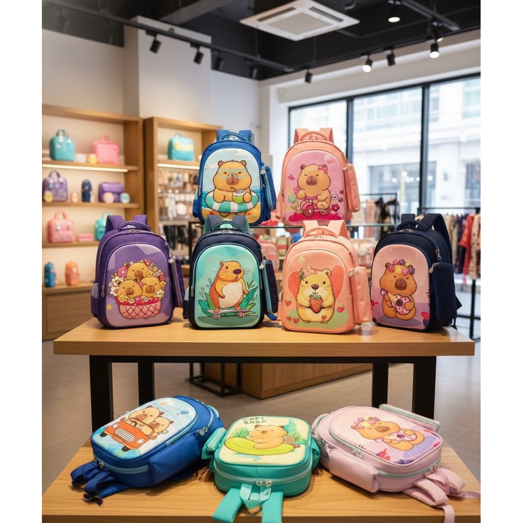 MMSTORE - Tas Anak TK/SD 3D Capybara Tas Ransel 14inch R1406