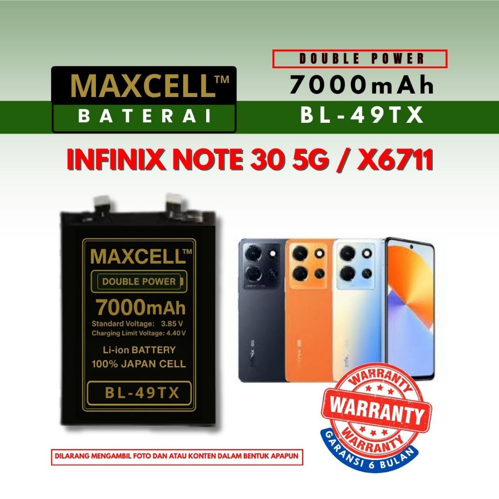 Baterai BL-49TX Compatible Infinix NOTE 30 5G / X6711 Doubel Power 7000mAh
