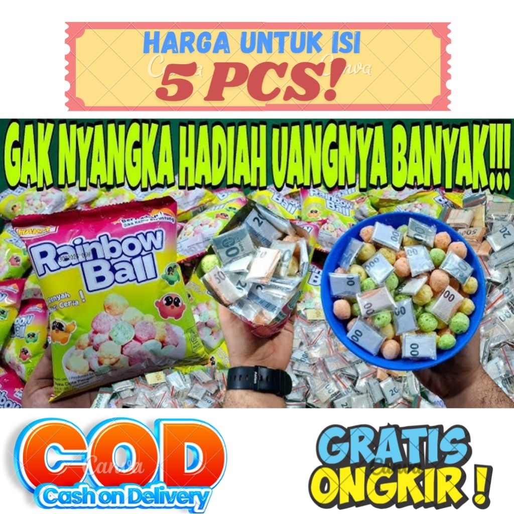 Ciki Rainbow ball berhadiah uang tunai - ciki berhadiah uang