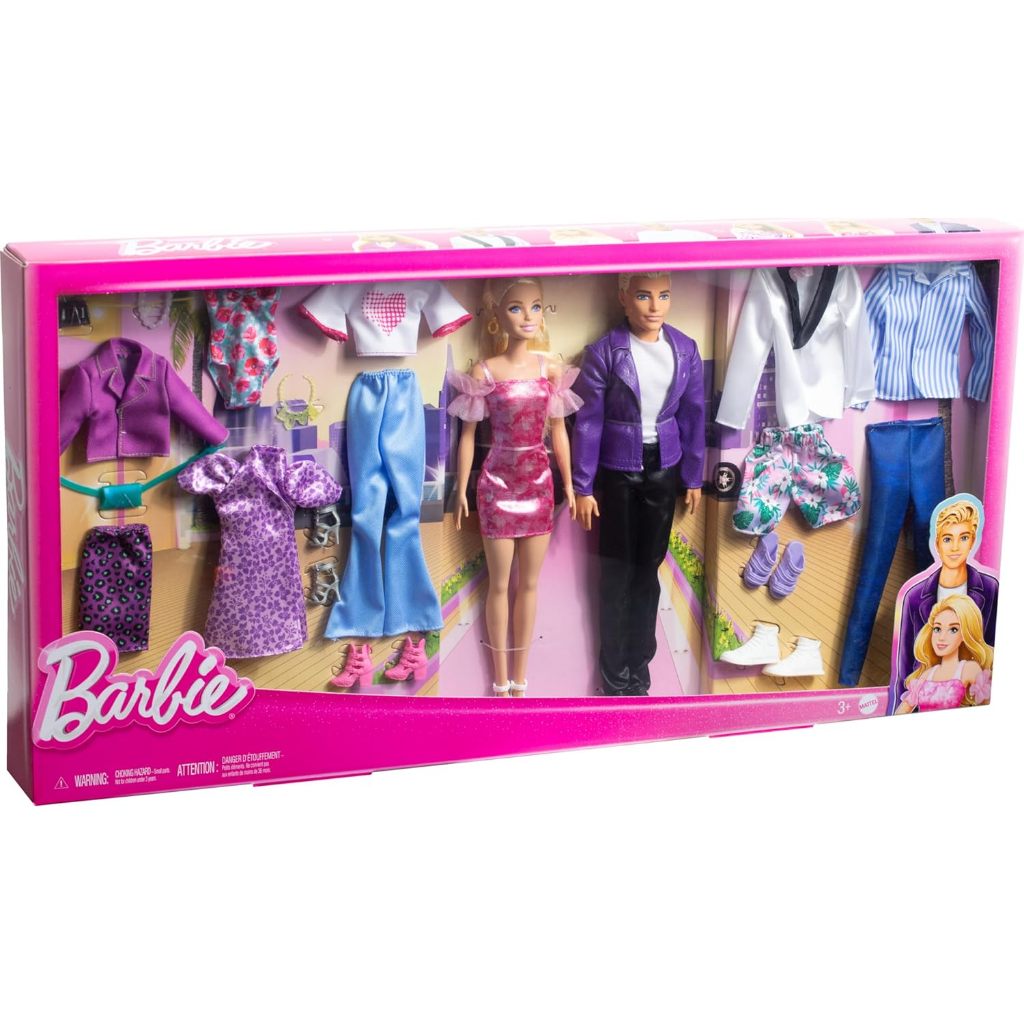 Barbie & Ken Doll Set with 2 Fashion Dolls, Clothes & Accessories