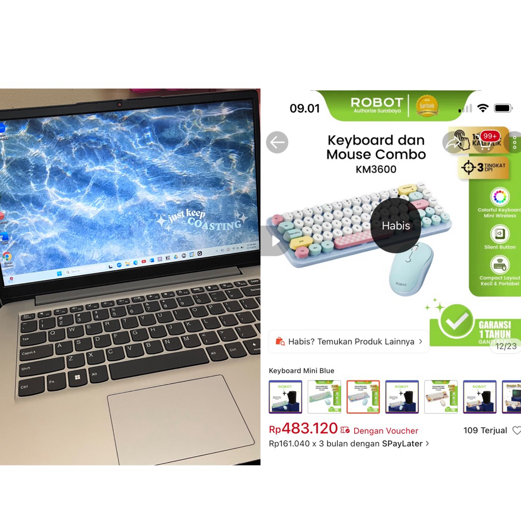 [FREE KEYBOARD] Laptop Lenovo ideapad 1 14IGL7 grey (preloved)