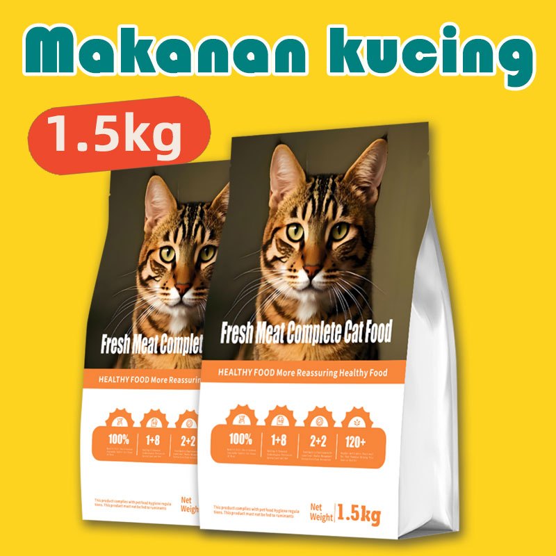 makanan kucing kering rasa ayam 1kg murah 1.5kg