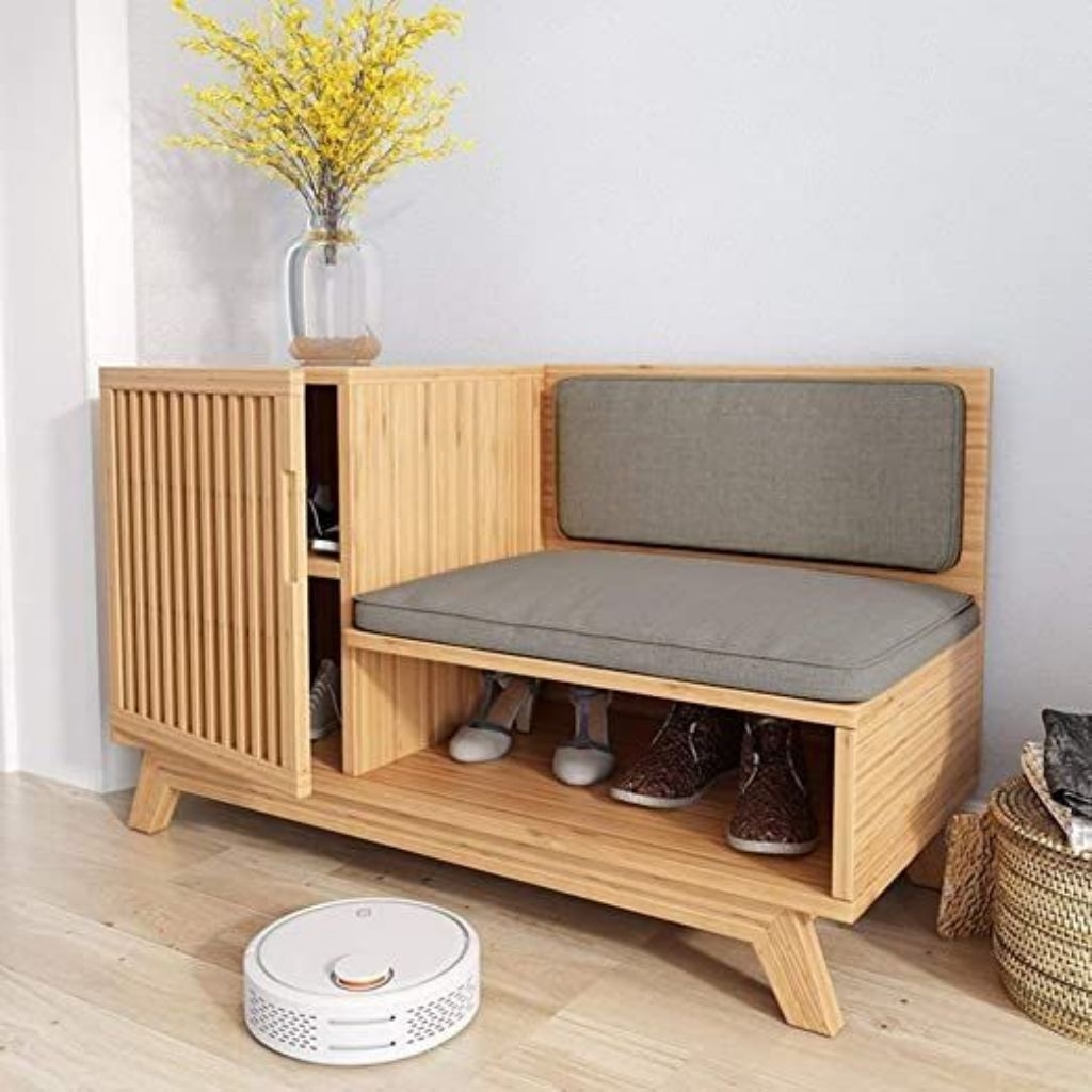 bangku rak sepatu minimalis kayu jati