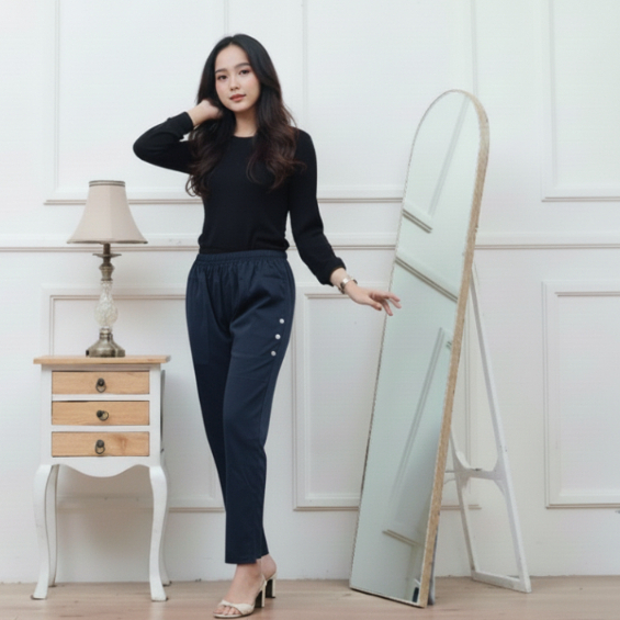 Celana Panjang Wanita Ayu Ting-Ting, Rumahan Santai, Pinggang Full Karet by mahabbah collection