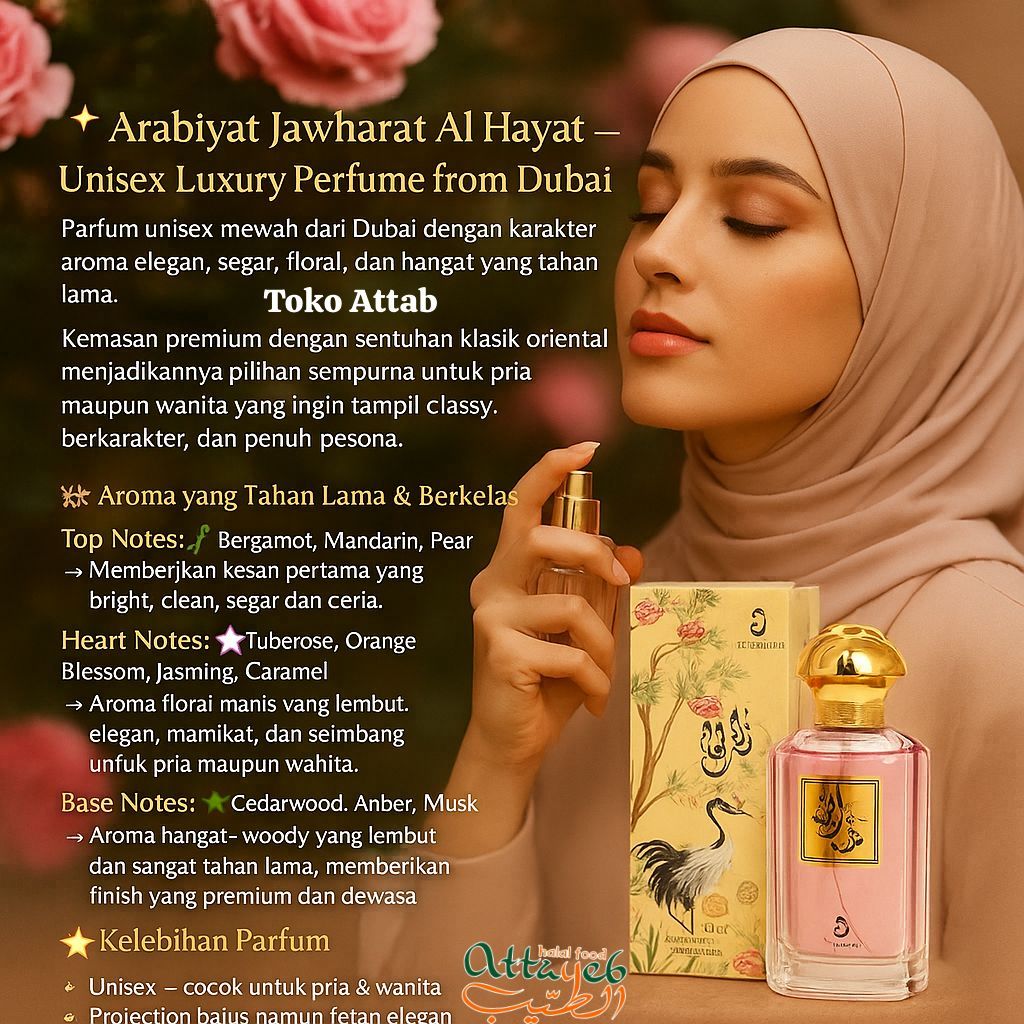 Arabiyat Parfum Jawharat Al Hayat 100ml Spray Unisex Edp Perfume Tahan Lama Aroma