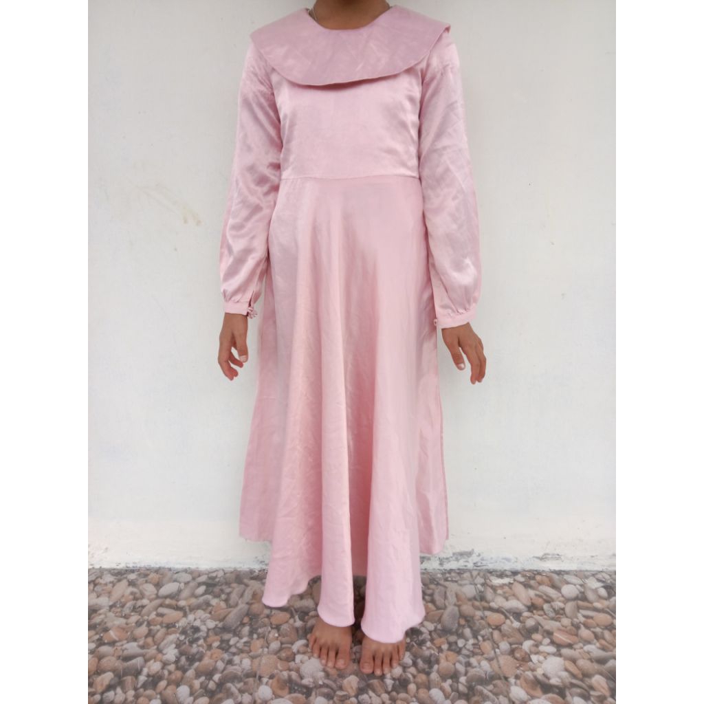gamis anak pink satin