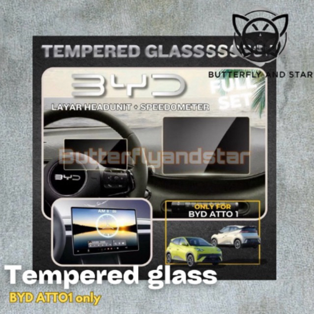 Tempered glass BYD atto 1 full set headunit+speedometer bening transparan kokoh aksesoris layar atto