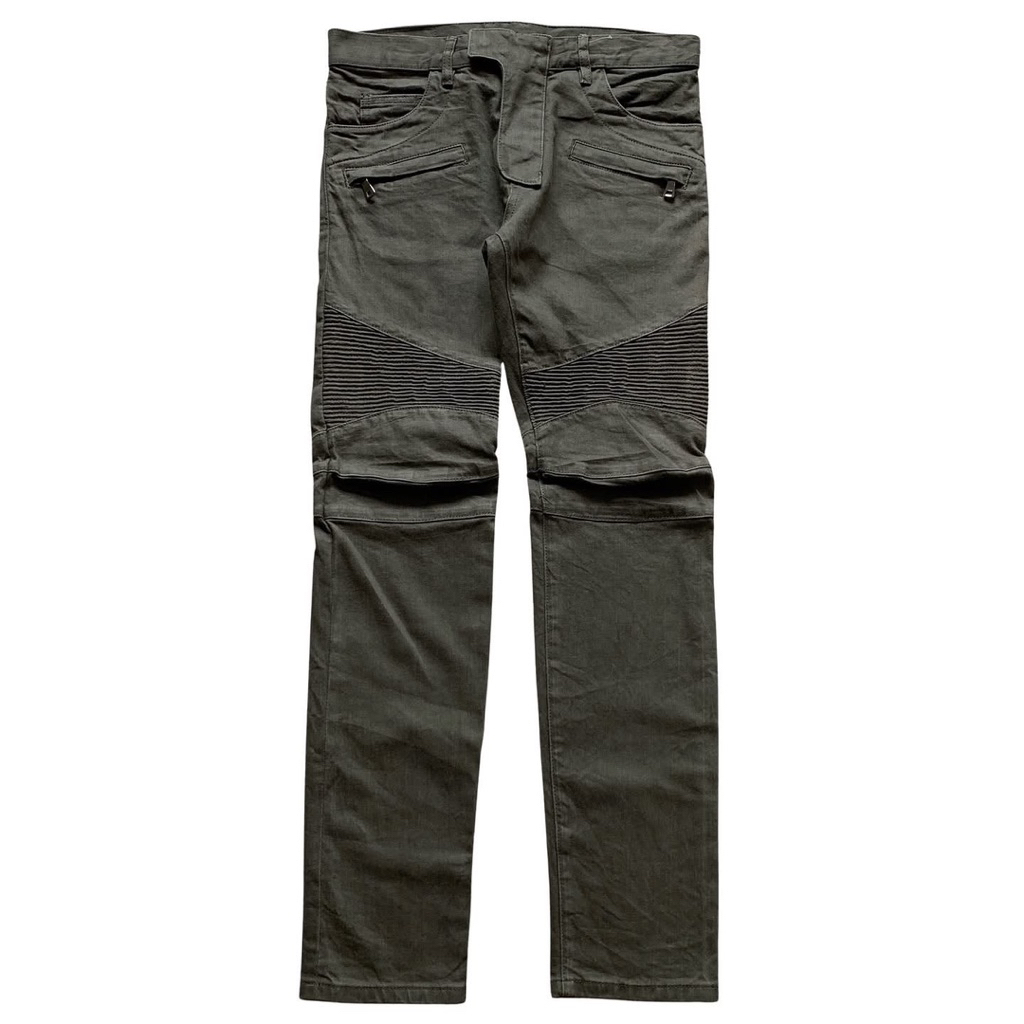 Balmain Moto Biker Selvedge Jeans Zipper Lampo