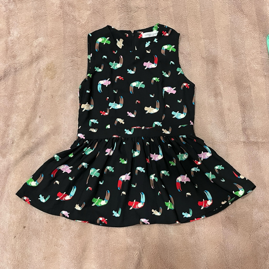 Baju pakaian wanita atasan blouse outer hitam motif