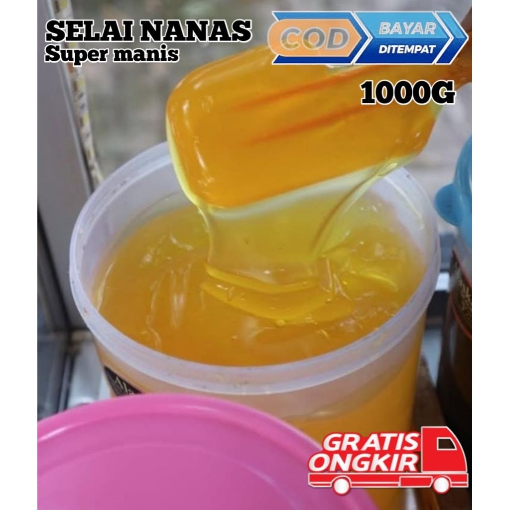 Selai nanas super kenyal manis 1000g kemasan box tahan lama varian rasa beragam selai oles cod bayar