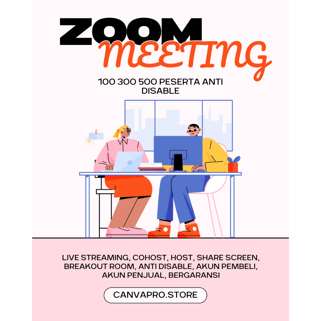 Zoom meeting Pro 100 300 500 Bulanan premium Lincesed Bergaransi Fulll